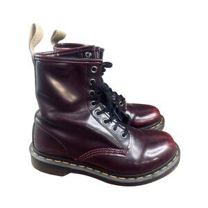 Dr. Martens Cherry Red Smooth Leather Boots Women's Sz 6 Lace-Up Combat Style